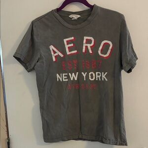 Aeropostale Gray Tee With White and Red Graphics